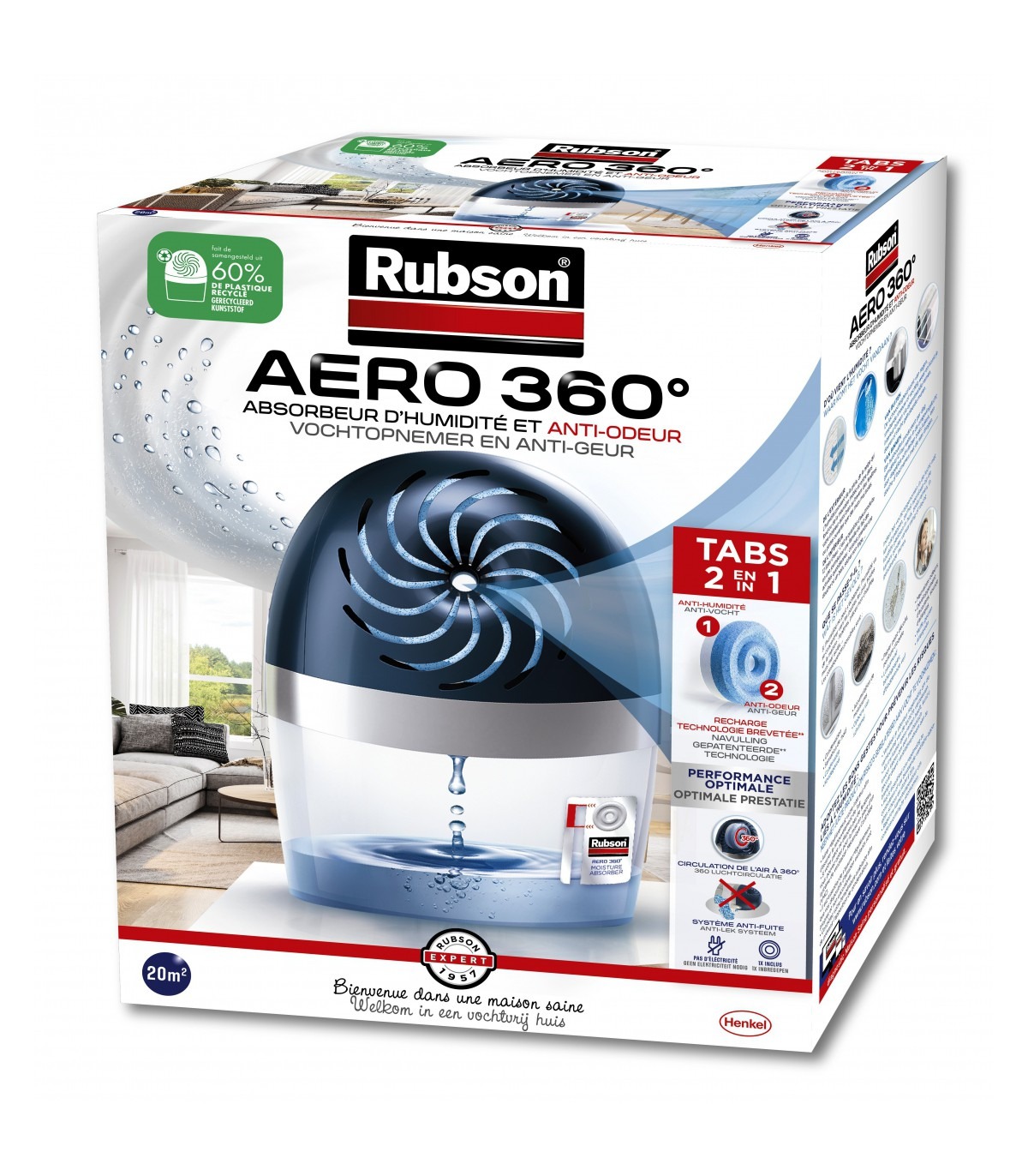 Absorbeur d’humidité grande pièce Aero 360°